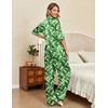 image:imageEkouaer Silk Satin Pajamas Set Women Short Sleeve Pj Sets Button Down Sleepwear 2 Piece Soft Loungewear SXXLGreen Leaves