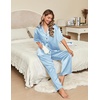 image:imageEkouaer Silk Satin Pajamas Set Women Short Sleeve Pj Sets Button Down Sleepwear 2 Piece Soft Loungewear SXXLLight Blue