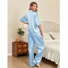 image:imageEkouaer Silk Satin Pajamas Set Women Short Sleeve Pj Sets Button Down Sleepwear 2 Piece Soft Loungewear SXXLLight Blue