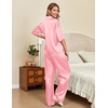 image:imageEkouaer Silk Satin Pajamas Set Women Short Sleeve Pj Sets Button Down Sleepwear 2 Piece Soft Loungewear SXXLLight Pink