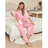 image:imageEkouaer Silk Satin Pajamas Set Women Short Sleeve Pj Sets Button Down Sleepwear 2 Piece Soft Loungewear SXXLLight Pink
