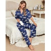 image:imageEkouaer Silk Satin Pajamas Set Women Short Sleeve Pj Sets Button Down Sleepwear 2 Piece Soft Loungewear SXXLNavy Zebrab
