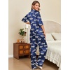 image:imageEkouaer Silk Satin Pajamas Set Women Short Sleeve Pj Sets Button Down Sleepwear 2 Piece Soft Loungewear SXXLNavy Zebrab