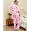 image:imageEkouaer Silk Satin Pajamas Set Women Short Sleeve Pj Sets Button Down Sleepwear 2 Piece Soft Loungewear SXXLPink Bow