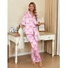 image:imageEkouaer Silk Satin Pajamas Set Women Short Sleeve Pj Sets Button Down Sleepwear 2 Piece Soft Loungewear SXXLPink Bow