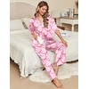 image:imageEkouaer Silk Satin Pajamas Set Women Short Sleeve Pj Sets Button Down Sleepwear 2 Piece Soft Loungewear SXXLPink Bow