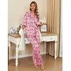 image:imageEkouaer Silk Satin Pajamas Set Women Short Sleeve Pj Sets Button Down Sleepwear 2 Piece Soft Loungewear SXXLPink Cheetah