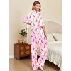 image:imageEkouaer Silk Satin Pajamas Set Women Short Sleeve Pj Sets Button Down Sleepwear 2 Piece Soft Loungewear SXXLPink Cowgirl