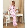 image:imageEkouaer Silk Satin Pajamas Set Women Short Sleeve Pj Sets Button Down Sleepwear 2 Piece Soft Loungewear SXXLPink Cowgirl