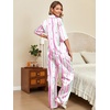 image:imageEkouaer Silk Satin Pajamas Set Women Short Sleeve Pj Sets Button Down Sleepwear 2 Piece Soft Loungewear SXXLPink Stripes