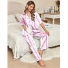image:imageEkouaer Silk Satin Pajamas Set Women Short Sleeve Pj Sets Button Down Sleepwear 2 Piece Soft Loungewear SXXLPink Stripes