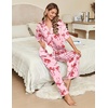 image:imageEkouaer Silk Satin Pajamas Set Women Short Sleeve Pj Sets Button Down Sleepwear 2 Piece Soft Loungewear SXXLRed Bow
