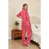 image:imageEkouaer Silk Satin Pajamas Set Women Short Sleeve Pj Sets Button Down Sleepwear 2 Piece Soft Loungewear SXXLRed Heart