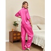 image:imageEkouaer Silk Satin Pajamas Set Women Short Sleeve Pj Sets Button Down Sleepwear 2 Piece Soft Loungewear SXXLRose Red