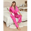 image:imageEkouaer Silk Satin Pajamas Set Women Short Sleeve Pj Sets Button Down Sleepwear 2 Piece Soft Loungewear SXXLRose Red