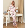 image:imageEkouaer Silk Satin Pajamas Set Women Short Sleeve Pj Sets Button Down Sleepwear 2 Piece Soft Loungewear SXXLStriped Wine Bottle