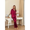 image:imageEkouaer Silk Satin Pajamas Set Women Short Sleeve Pj Sets Button Down Sleepwear 2 Piece Soft Loungewear SXXLWine Red