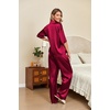 image:imageEkouaer Silk Satin Pajamas Set Women Short Sleeve Pj Sets Button Down Sleepwear 2 Piece Soft Loungewear SXXLWine Red