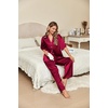 image:imageEkouaer Silk Satin Pajamas Set Women Short Sleeve Pj Sets Button Down Sleepwear 2 Piece Soft Loungewear SXXLWine Red