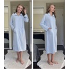 image:imageEkouaer Waffle Robes for Women Long Zipper Bathrobes Lightweight House Coat Soft Sleepwear with Pockets Loungewear SXXLClear Blue