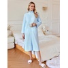 image:imageEkouaer Waffle Robes for Women Long Zipper Bathrobes Lightweight House Coat Soft Sleepwear with Pockets Loungewear SXXLClear Blue