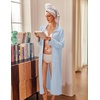 image:imageEkouaer Waffle Robes for Women Long Zipper Bathrobes Lightweight House Coat Soft Sleepwear with Pockets Loungewear SXXLClear Blue