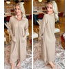 image:imageEkouaer Waffle Robes for Women Long Zipper Bathrobes Lightweight House Coat Soft Sleepwear with Pockets Loungewear SXXLKhaki
