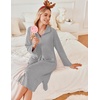 image:imageEkouaer Waffle Robes for Women Long Zipper Bathrobes Lightweight House Coat Soft Sleepwear with Pockets Loungewear SXXLLight Gray