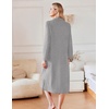 image:imageEkouaer Waffle Robes for Women Long Zipper Bathrobes Lightweight House Coat Soft Sleepwear with Pockets Loungewear SXXLLight Gray