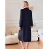 image:imageEkouaer Waffle Robes for Women Long Zipper Bathrobes Lightweight House Coat Soft Sleepwear with Pockets Loungewear SXXLNavy Blue