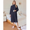 image:imageEkouaer Waffle Robes for Women Long Zipper Bathrobes Lightweight House Coat Soft Sleepwear with Pockets Loungewear SXXLNavy Blue