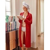 image:imageEkouaer Waffle Robes for Women Long Zipper Bathrobes Lightweight House Coat Soft Sleepwear with Pockets Loungewear SXXLRed