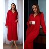 image:imageEkouaer Waffle Robes for Women Long Zipper Bathrobes Lightweight House Coat Soft Sleepwear with Pockets Loungewear SXXLRed