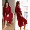 image:imageEkouaer Waffle Robes for Women Long Zipper Bathrobes Lightweight House Coat Soft Sleepwear with Pockets Loungewear SXXLWine Red