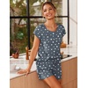 image:imageEkouaer Women 2 Piece Pajamas Set Short Sleeve Comfy Lounge Set Round Neck Tops and Shorts Pjs with PocketsGrey Star