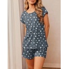 image:imageEkouaer Women 2 Piece Pajamas Set Short Sleeve Comfy Lounge Set Round Neck Tops and Shorts Pjs with PocketsGrey Star