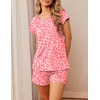 image:imageEkouaer Women 2 Piece Pajamas Set Short Sleeve Comfy Lounge Set Round Neck Tops and Shorts Pjs with PocketsPink Leopard