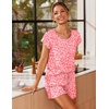 image:imageEkouaer Women 2 Piece Pajamas Set Short Sleeve Comfy Lounge Set Round Neck Tops and Shorts Pjs with PocketsPink Leopard