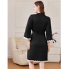 image:imageEkouaer Women Kimono Robe 34 Sleeves Loungewear Dress Knee Length Sleepwear Pockets Housecoat Short Bathrobe SXXLCblack