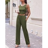 image:imageEkouaer Womens 3 Piece Lounge Set Pajama Long Sleeve Cardigan Sleeveless Top Pants Sweatsuit SXXLArmy Green