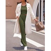 image:imageEkouaer Womens 3 Piece Lounge Set Pajama Long Sleeve Cardigan Sleeveless Top Pants Sweatsuit SXXLArmy Green