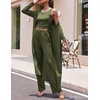 image:imageEkouaer Womens 3 Piece Lounge Set Pajama Long Sleeve Cardigan Sleeveless Top Pants Sweatsuit SXXLArmy Green
