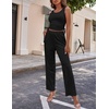 image:imageEkouaer Womens 3 Piece Lounge Set Pajama Long Sleeve Cardigan Sleeveless Top Pants Sweatsuit SXXLBlack
