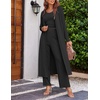 image:imageEkouaer Womens 3 Piece Lounge Set Pajama Long Sleeve Cardigan Sleeveless Top Pants Sweatsuit SXXLBlack