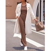 image:imageEkouaer Womens 3 Piece Lounge Set Pajama Long Sleeve Cardigan Sleeveless Top Pants Sweatsuit SXXLBrown
