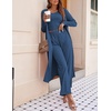 image:imageEkouaer Womens 3 Piece Lounge Set Pajama Long Sleeve Cardigan Sleeveless Top Pants Sweatsuit SXXLCadet Blue