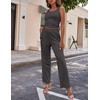 image:imageEkouaer Womens 3 Piece Lounge Set Pajama Long Sleeve Cardigan Sleeveless Top Pants Sweatsuit SXXLCharcoal Grey