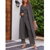 image:imageEkouaer Womens 3 Piece Lounge Set Pajama Long Sleeve Cardigan Sleeveless Top Pants Sweatsuit SXXLCharcoal Grey
