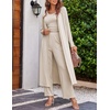image:imageEkouaer Womens 3 Piece Lounge Set Pajama Long Sleeve Cardigan Sleeveless Top Pants Sweatsuit SXXLCream