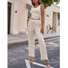 image:imageEkouaer Womens 3 Piece Lounge Set Pajama Long Sleeve Cardigan Sleeveless Top Pants Sweatsuit SXXLCream